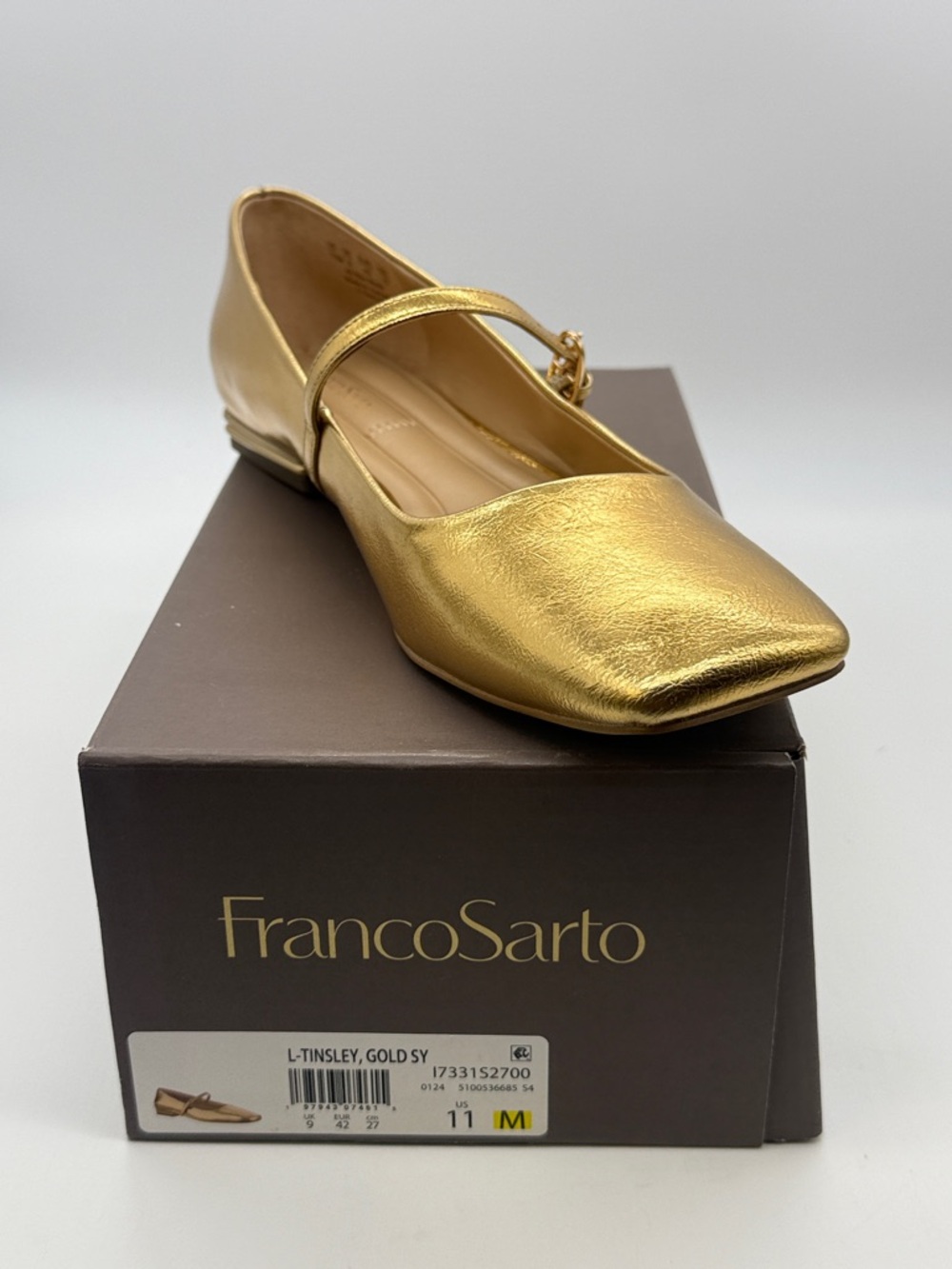 Franco Sarto Metallic Gold Mary Jane Flats